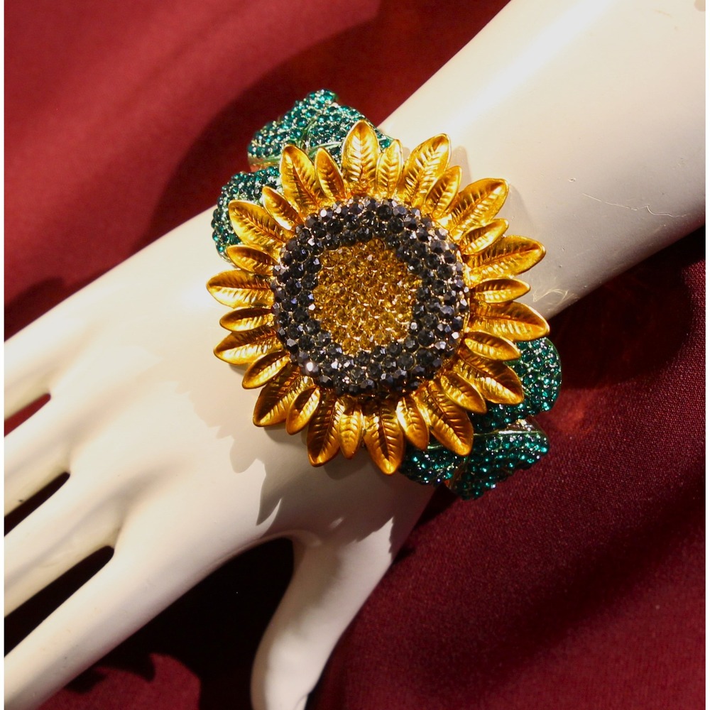OPC CN Collection - Sun Flower Rhinestone Bracelet Cuff Pre-Owned (A4)